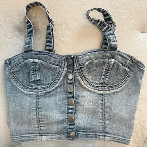 Denim Fitted Crop Tank